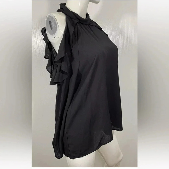 PinkBlush Maternity Knit Open Shoulder Ruffle Top Shirt Size Small S - Picture 3 of 6